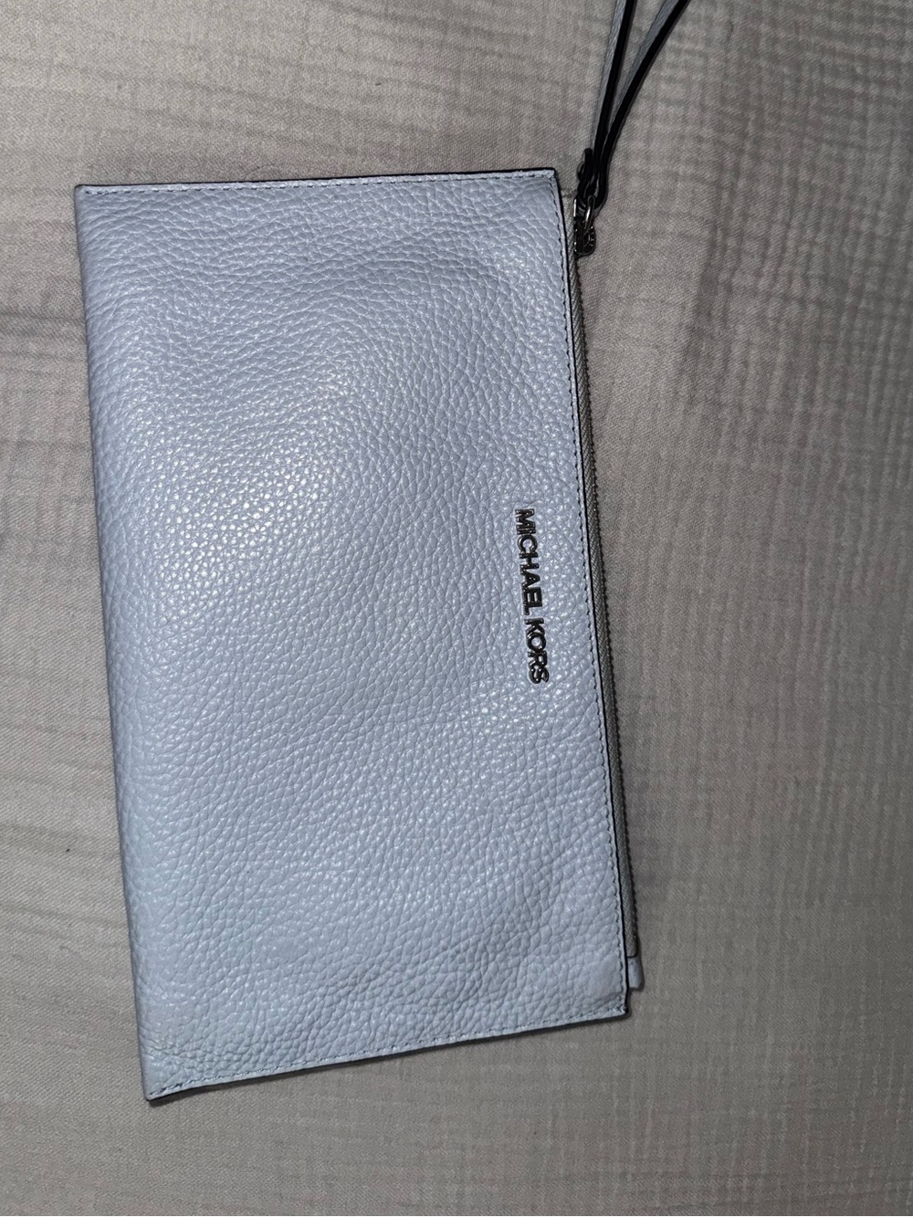 Michael Kors Pale Blue Pebbled Leather Wristlet
